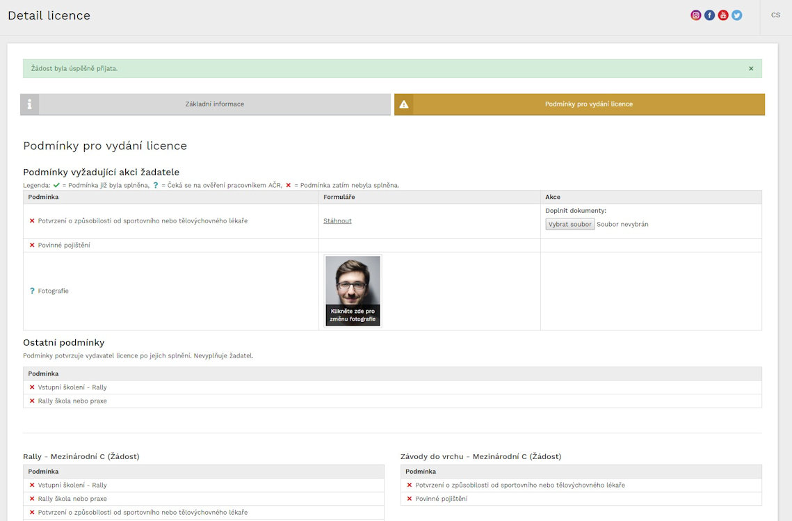 Podmínky pro vydání licence