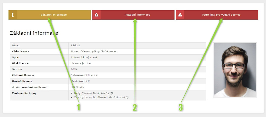 Detail žádosti o licenci