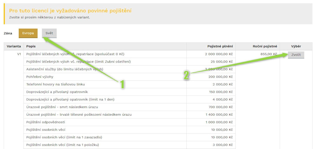 Výběr pojištění