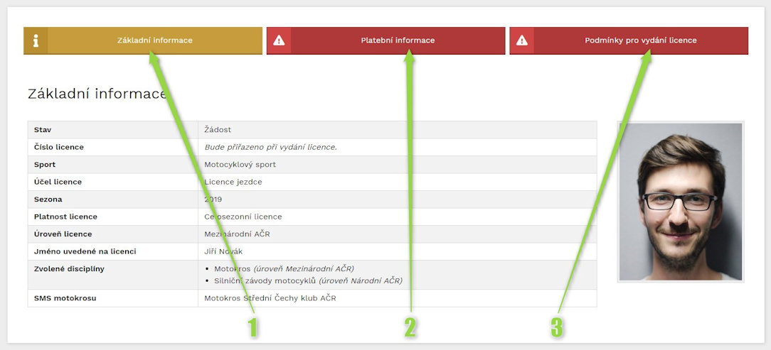 Detail žádosti o licenci