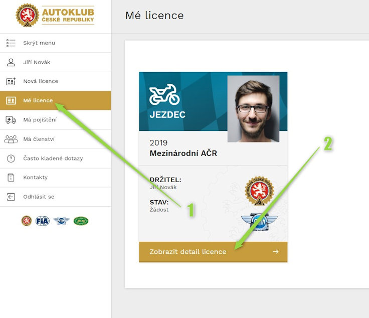 Mé licence - žádost