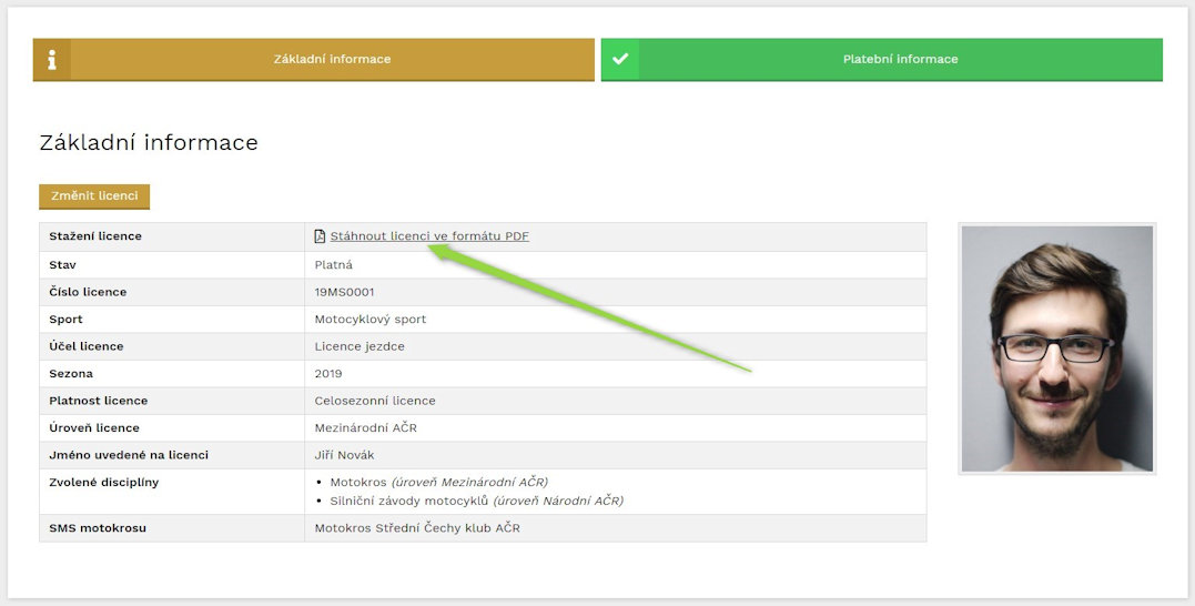 Stažení PDF licence