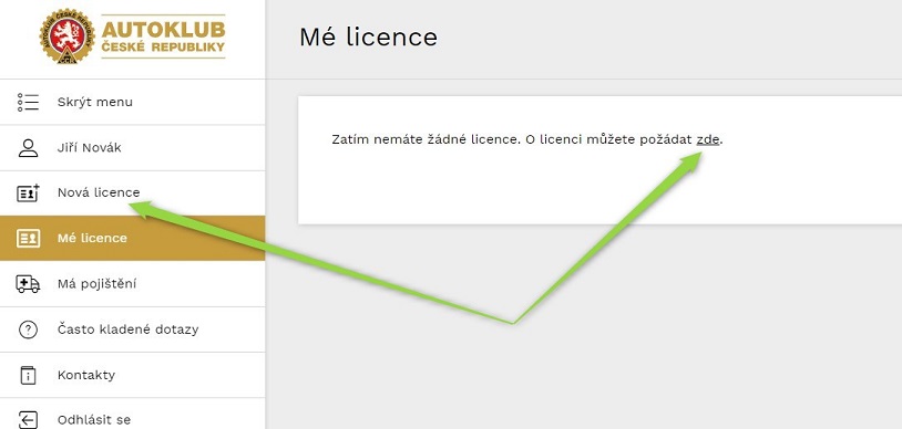 Žádost o novou licenci
